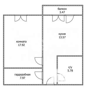 1-к квартира, вторичка, 45м2, 2/9 этаж