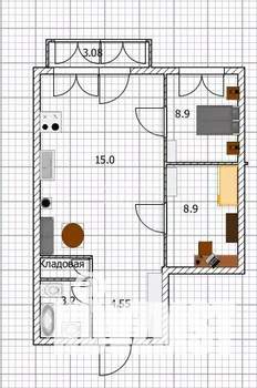 3-к квартира, вторичка, 44м2, 1/3 этаж