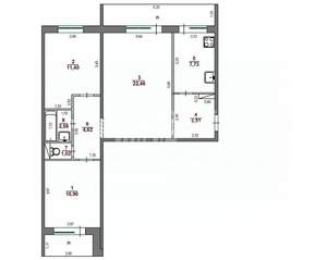3-к квартира, вторичка, 66м2, 6/9 этаж