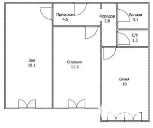 2-к квартира, вторичка, 50м2, 9/10 этаж