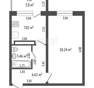 1-к квартира, вторичка, 35м2, 4/9 этаж