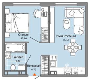 2-к квартира, вторичка, 36м2, 3/7 этаж