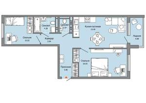2-к квартира, вторичка, 64м2, 8/8 этаж