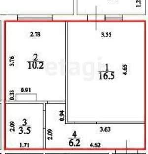 1-к квартира, вторичка, 36м2, 4/10 этаж