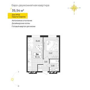 1-к квартира, вторичка, 36м2, 3/11 этаж