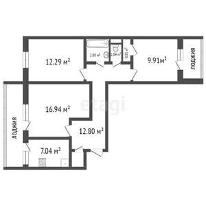 3-к квартира, вторичка, 64м2, 8/9 этаж