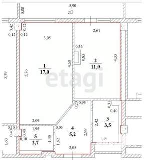 1-к квартира, вторичка, 40м2, 3/16 этаж