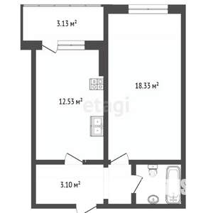 1-к квартира, вторичка, 41м2, 3/5 этаж