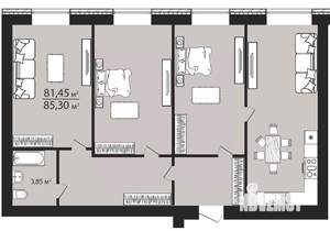 3-к квартира, строящийся дом, 86м2, 5/7 этаж