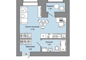 Студия квартира, строящийся дом, 27м2, 3/8 этаж