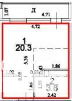 Студия квартира, вторичка, 24м2, 8/8 этаж