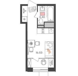 Студия квартира, вторичка, 20м2, 18/24 этаж