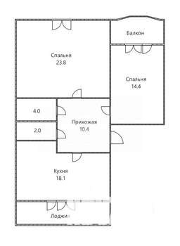2-к квартира, вторичка, 76м2, 2/4 этаж