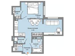 1-к квартира, вторичка, 46м2, 3/9 этаж