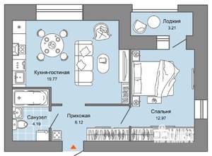 2-к квартира, вторичка, 45м2, 2/7 этаж