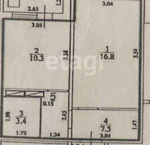 1-к квартира, вторичка, 38м2, 9/9 этаж