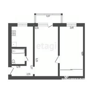 2-к квартира, вторичка, 47м2, 2/5 этаж