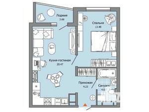 1-к квартира, вторичка, 44м2, 4/9 этаж