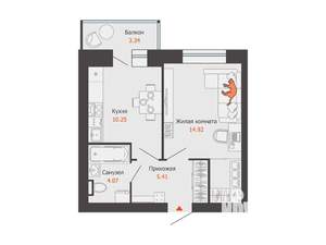 1-к квартира, строящийся дом, 36м2, 5/8 этаж