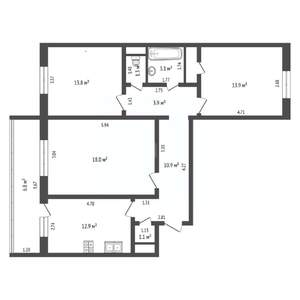 3-к квартира, вторичка, 75м2, 4/16 этаж