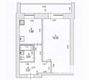 1-к квартира, вторичка, 41м2, 5/6 этаж