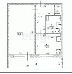 1-к квартира, вторичка, 35м2, 4/9 этаж