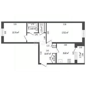 2-к квартира, вторичка, 52м2, 4/5 этаж