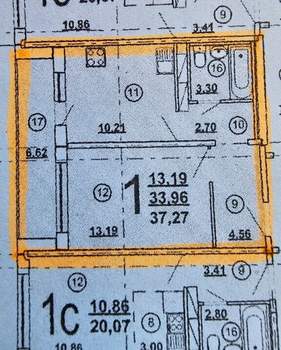 1-к квартира, вторичка, 34м2, 3/18 этаж