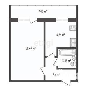 1-к квартира, вторичка, 36м2, 8/10 этаж