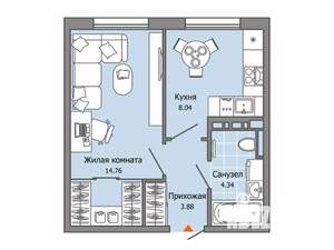 1-к квартира, строящийся дом, 31м2, 8/9 этаж