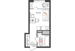 Студия квартира, вторичка, 20м2, 9/24 этаж