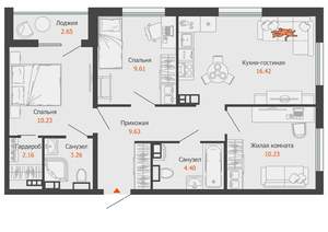 3-к квартира, вторичка, 67м2, 8/9 этаж