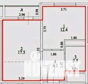 2-к квартира, вторичка, 38м2, 12/12 этаж