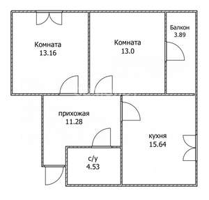 2-к квартира, вторичка, 60м2, -1/4 этаж