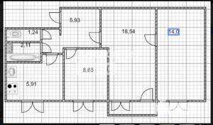 3-к квартира, вторичка, 58м2, 2/5 этаж