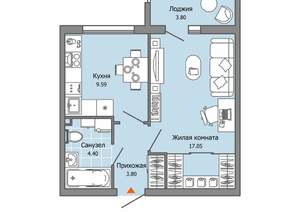 1-к квартира, вторичка, 37м2, 1/12 этаж