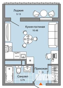 Студия квартира, вторичка, 26м2, 9/9 этаж