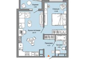 1-к квартира, вторичка, 44м2, 8/12 этаж