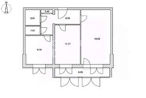 2-к квартира, вторичка, 53м2, 1/3 этаж