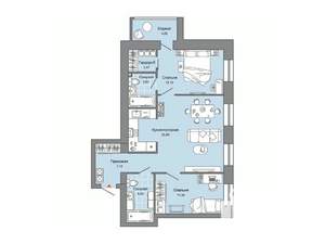 2-к квартира, строящийся дом, 70м2, 9/9 этаж