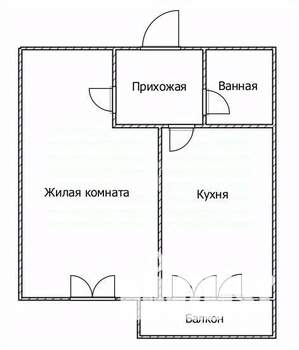 1-к квартира, вторичка, 37м2, 3/3 этаж