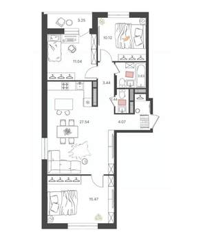 3-к квартира, вторичка, 77м2, 11/16 этаж