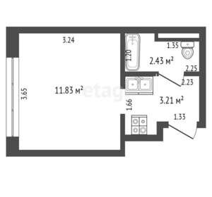 1-к квартира, вторичка, 20м2, 3/5 этаж