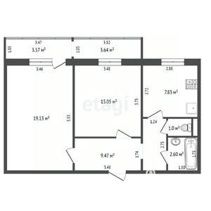 2-к квартира, вторичка, 53м2, 10/10 этаж