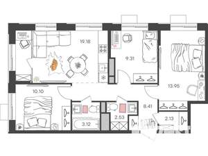 4-к квартира, вторичка, 69м2, 2/24 этаж