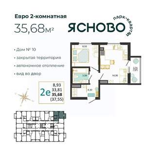 2-к квартира, вторичка, 36м2, 13/14 этаж