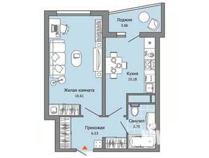 1-к квартира, вторичка, 39м2, 4/9 этаж