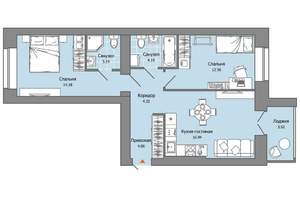 2-к квартира, вторичка, 61м2, 2/8 этаж