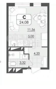 Студия квартира, вторичка, 24м2, 3/13 этаж