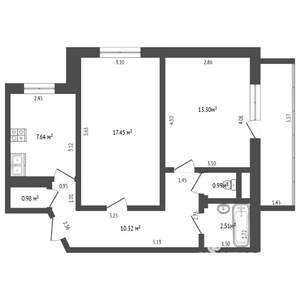 2-к квартира, вторичка, 57м2, 10/10 этаж